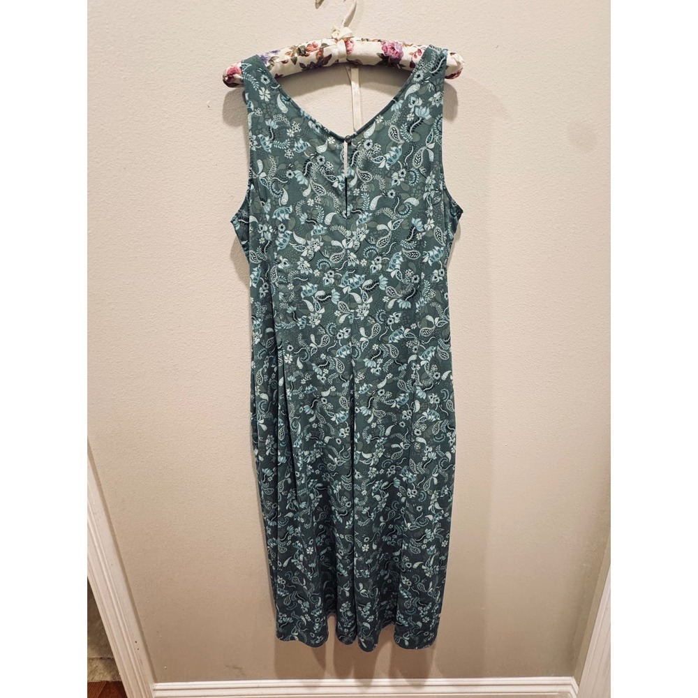 LOGO Lori Goldstein Blue Paisley Floral Wide Leg Sleeveless Jumpsuit Medium Boho - Picture 6 of 8
